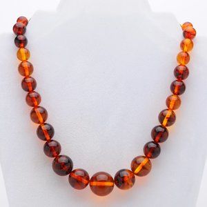 Swirled Amber Lucite Bead Vintage Necklace